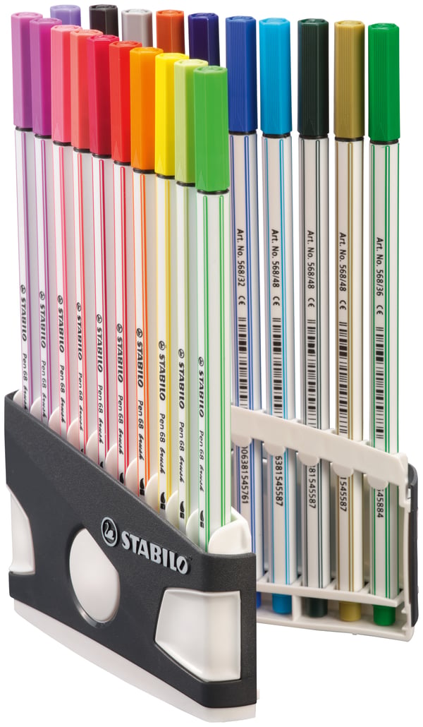 Pikkukuva 5 / 7: STABILO Pen 68 brush ARTY huopakynä Valikoidut värit 20 kpl