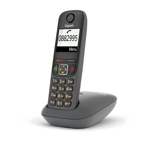 Miniatyrbild 2 av 2: Gigaset AS490 telefoner Analog telefon/DECT-telefon Namn och uppringnings-ID Svart