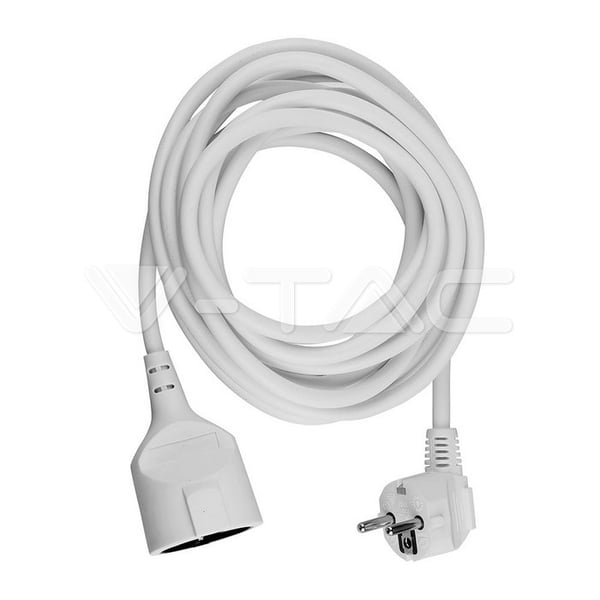 Forlængerkabel 1 stik 5m V-TAC (3G 1.5mm2 X 5M) 16A Hvid VT-3001
