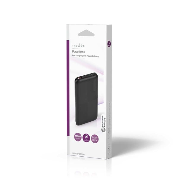 Nedis UPBKPD10000BK powerbank Lithium polymer (LiPo) 10000 mAh Sort