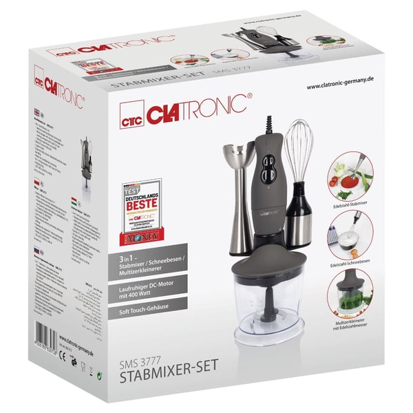 Clatronic SMS 3777 0,7 L Nedsænkning blender 400 W Rustfrit stål, Titanium