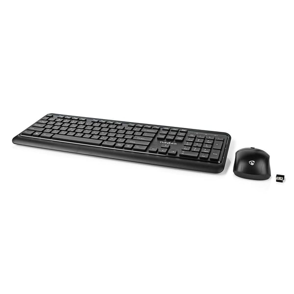 Nedis KBMCW100BKUS tastatur Mus inkluderet Hjem RF trådløst QWERTY US engelsk Sort