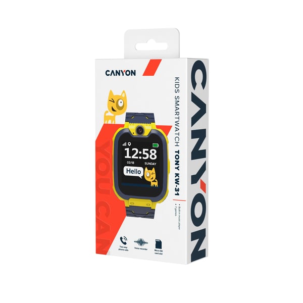 Smartwatch Canyon Tommy KW-31 Svart/Gul (CNE-KW31YB)