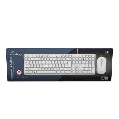 Miniatyrbillede 2 af 2: MediaRange MROS276 tastatur Mus inkluderet Hjemme/kontor USB QWERTZ Tysk Hvid