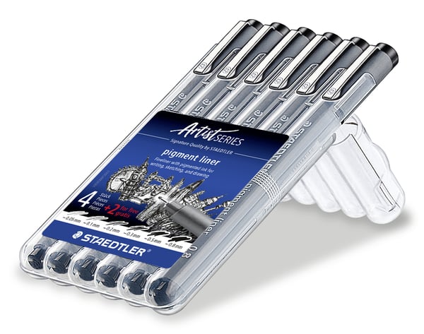 Pikkukuva 2 / 7: Staedtler 308 SB6P kuitukärkikynä Musta 6 kpl