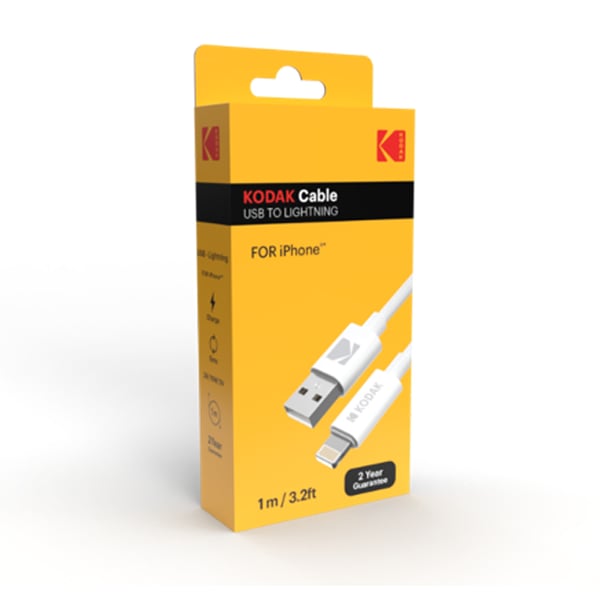 Miniatyrbillede 2 af 2: Kodak 30425996 Lightning kabel 1 m Hvid