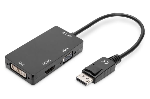 Pikkukuva 1 / 4: DIGITUS DisplayPort 3in1 -sovitin / muunnin - DP - HDMI+DVI+VGA