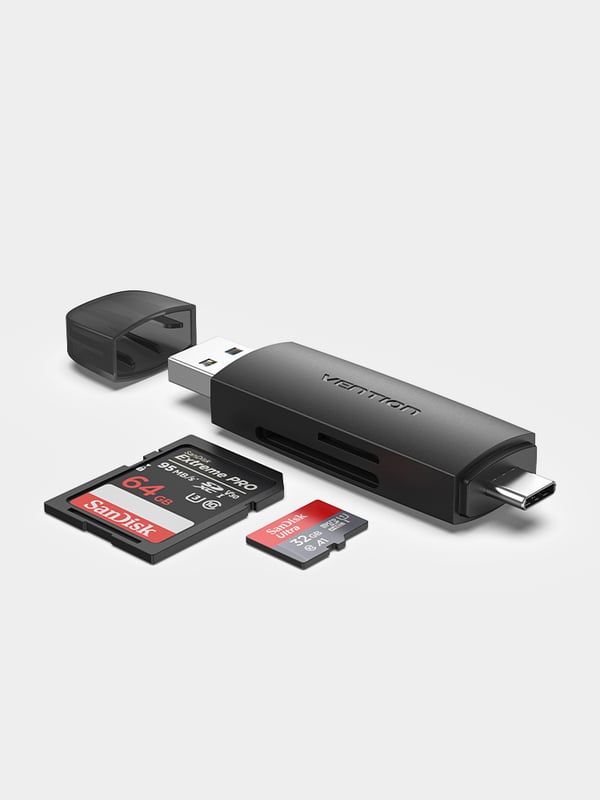 Vention CLKB0 kortinlukija USB 3.2 Gen 1 (3.1 Gen 1) Type-A/Type-C Musta