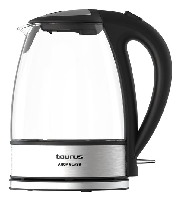Miniatyrbillede 1 af 8: Taurus AROA GLASS elkedel 1,7 L 2200 W Transparent, Rustfrit stål, Sort