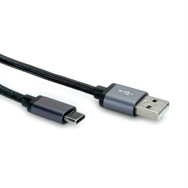 Miniatyrbillede 4 af 4: ROLINE 11029027 USB-kabel USB 2.0 0,8 m USB A USB C 0,48 Gbit/sek. Sort