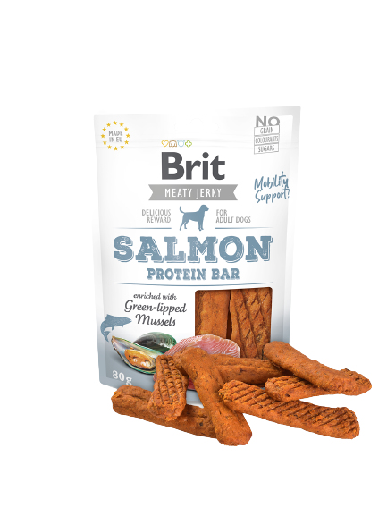 Pikkukuva 1 / 2: Brit Jerky Snack Koira Välipala Lohi 80 g