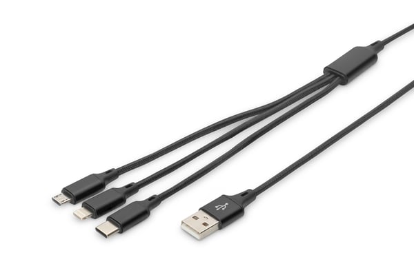DIGITUS 3-i-1 USB-opladerkabel, 1m