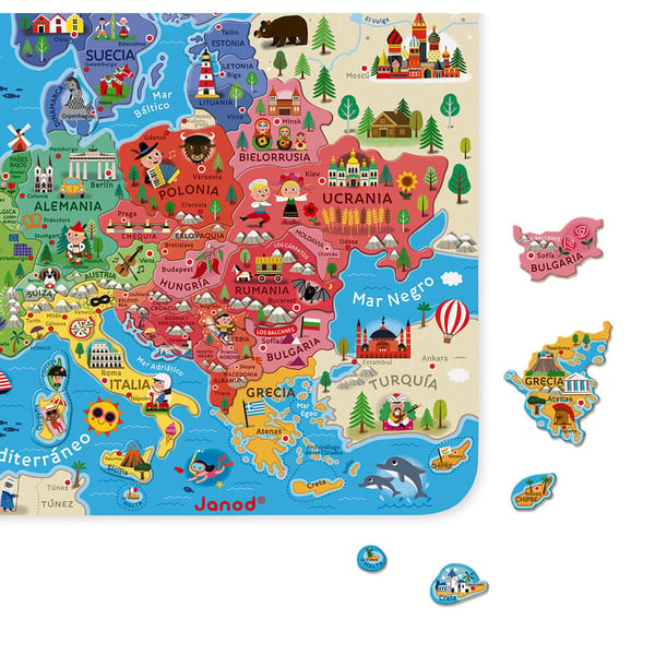 Miniatyrbild 2 av 5: JANOD Magnetic European Map Spanish Version
