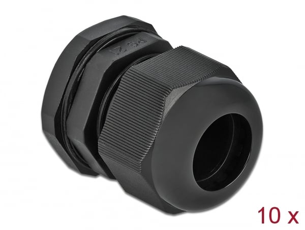 Miniatyrbillede 1 af 4: DeLOCK 60222 kabelforskruning Sort Plast 10 stk