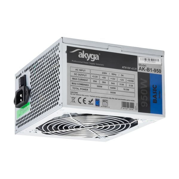 Miniatyrbild 1 av 6: Akyga AK-B1-950 strömförsörjningsenheter 950 W 20+4 pin ATX ATX Grå