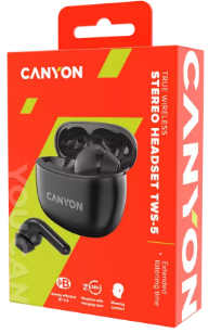 Pikkukuva 4 / 7: Canyon CNS-TWS5B kuulokkeet ja kuulokemikrofoni Langaton In-ear Puhelut/Musiikki/Urheilu/Päivittäinen USB Type-C Bluetooth Musta