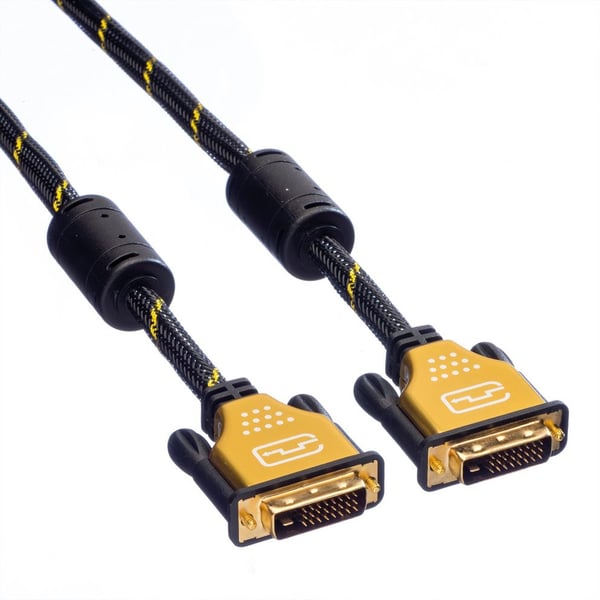 ROLINE 11.04.5512 DVI kabel 2 m DVI-D Sort, Guld