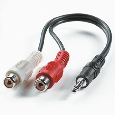 ROLINE 11.09.4340 lydkabel 0,2 m 3.5mm 2 x RCA Sort