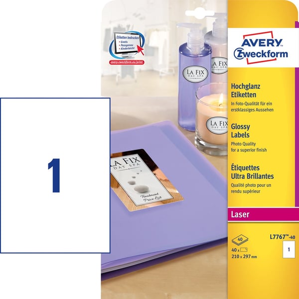 Avery L7767-40 print etiket Hvid Selvklæbende printeretiket