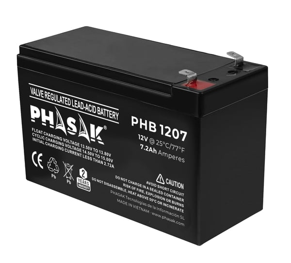 Phasak PHB 1207 UPS batteri Blybatterier (VRLA) 12 V 7,2 At
