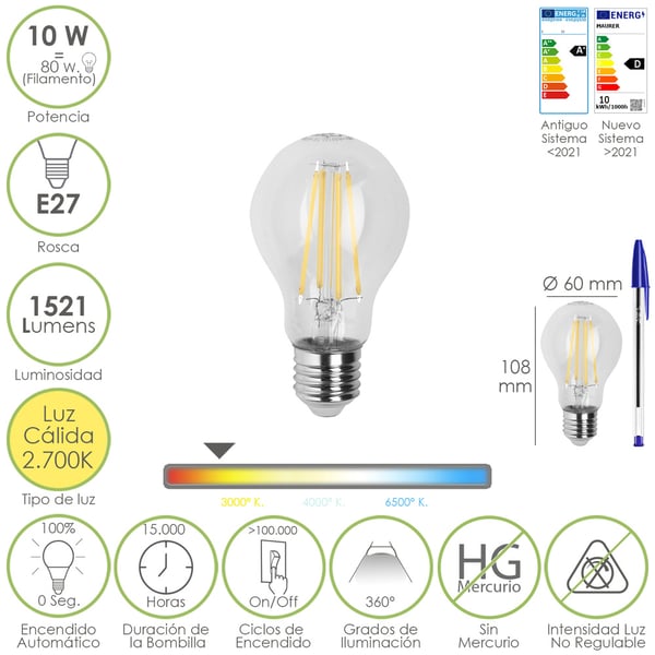 Maurer 19073015 LED-lampe 2700 K 10 W E27
