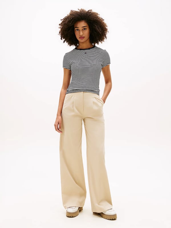 Tommy Hilfiger Ribbed Slim Crew Neck T-Shirt T-paita Pyöreä pääntie Puuvilla, Elastaani