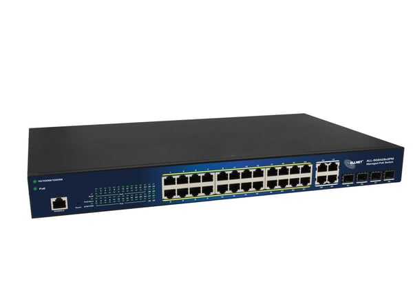 ALLNET ALL-SG8428V2PM verkkokytkin Hallittu L2 Gigabit Ethernet (10/100/1000) Power over Ethernet -tuki Musta