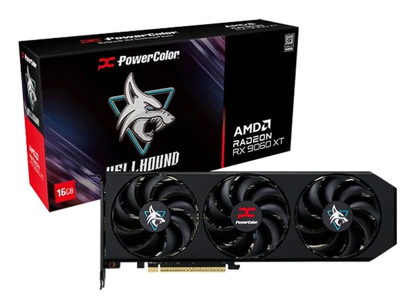 Miniatyrbillede 1 af 7: PowerColor RX 9060XT Hellhound OC detail - 16.384 MB
