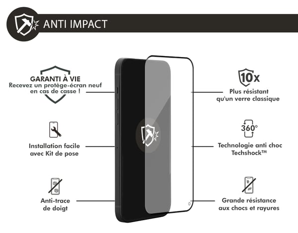 Miniatyrbild 4 av 5: Force Glass FGIP14PMIMPACT skärm- och baksidesskydd till mobiltelefon 1 styck