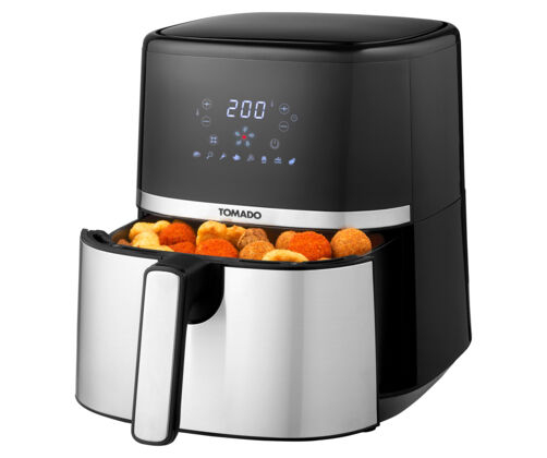 Tomado TAF5401S frituregryde Enkelt 5,4 L Enkeltstående 1500 W Varmluftsteger Sort, Rustfrit stål
