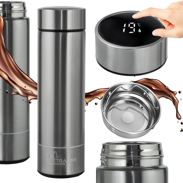 Extralink MUG-SMART500 SILVER rejsekrus 500 ml Sølv Rustfrit stål