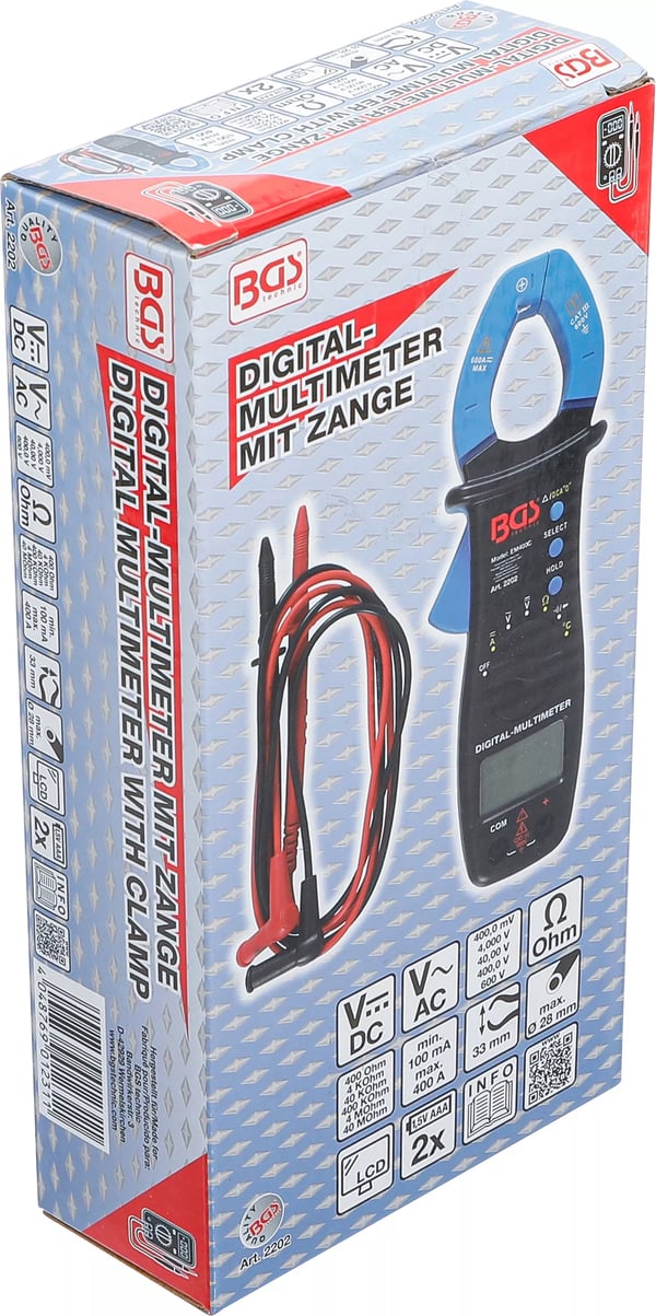 BGS technic Digital Multimeter with Clamp for DC and AC Current