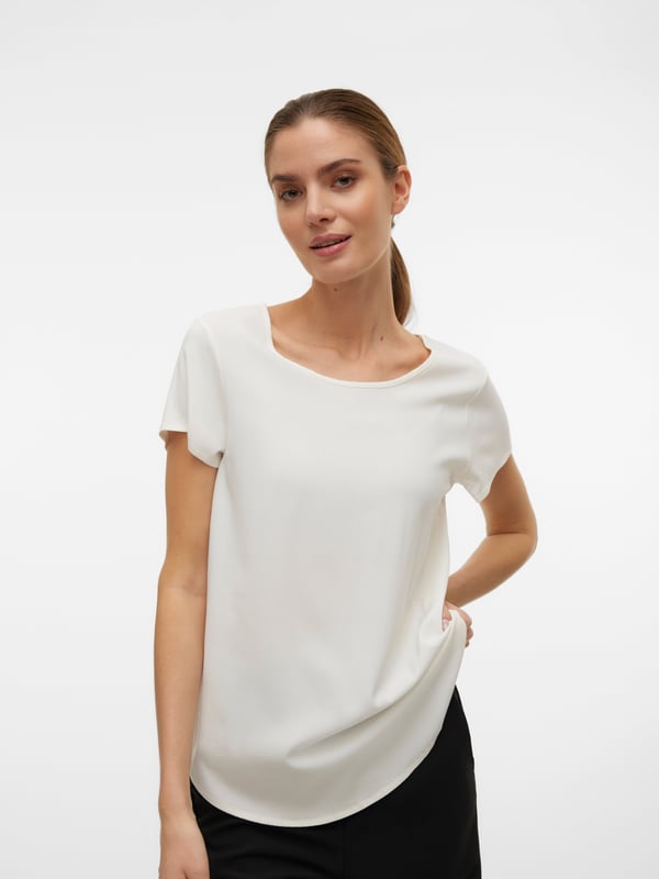 Miniatyrbillede 4 af 6: Vero Moda VMBELLA Top,10303431,S Top (tøj) Rund krave Kort ærme Viskose, Elastin