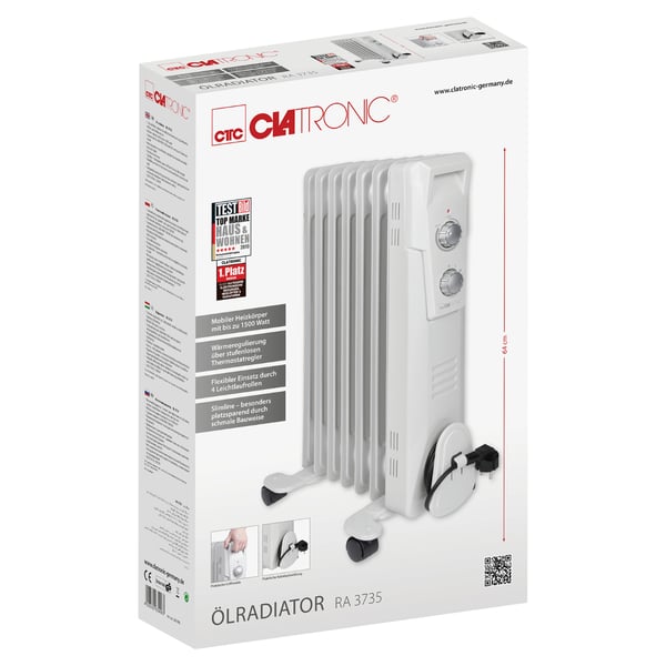 Miniatyrbillede 2 af 3: Clatronic RA 3735 Indendørs Hvid 1500 W Olie elektrisk områdevarmer