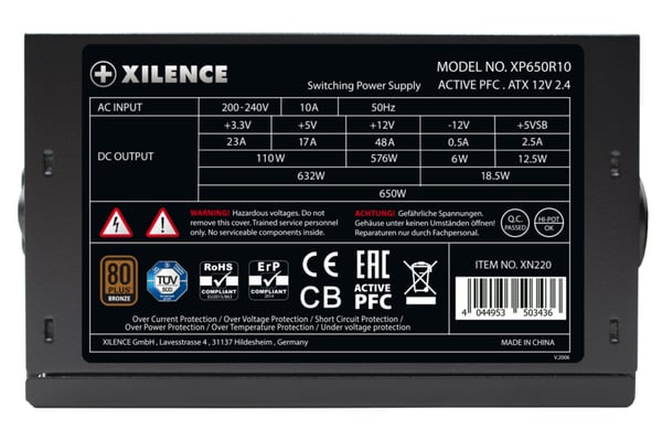Miniatyrbild 7 av 9: Xilence XN225 strömförsörjningsenheter 650 W 20+4 pin ATX ATX Svart, Röd