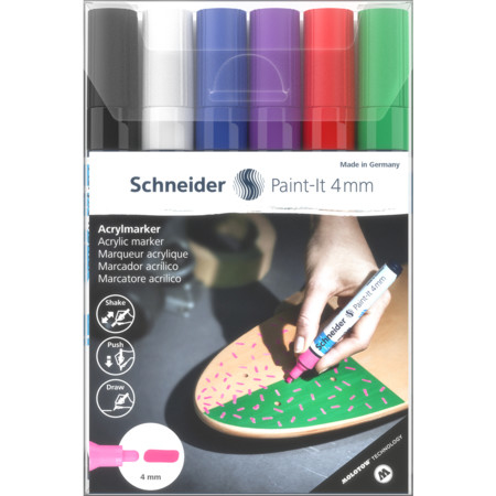 Schneider Schreibgeräte Paint-It märkpennor 6 styck Rundad spets Svart, Blå, Grön, Lila, Röd, Vit