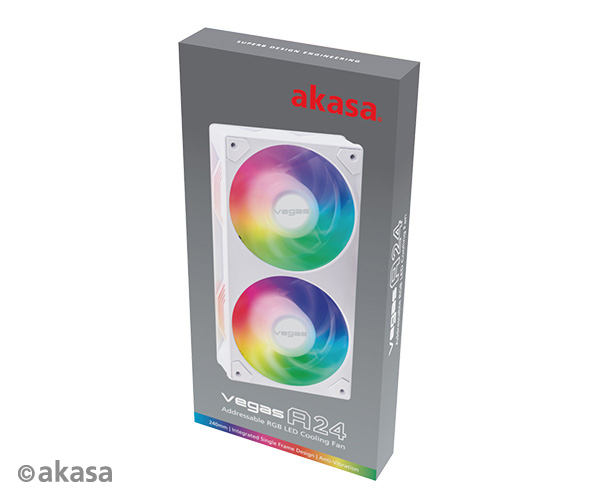 Akasa VEGAS A24 Datorväska, Processor Fan 12 cm Vit 1 styck