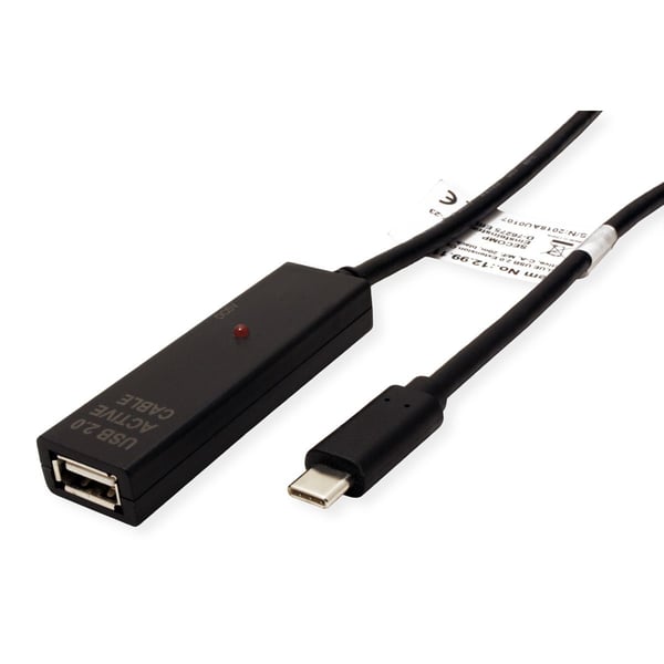 Miniatyrbillede 1 af 4: VALUE 12.99.1113 USB-kabel USB 2.0 15 m USB C USB A 0,48 Gbit/sek. Sort