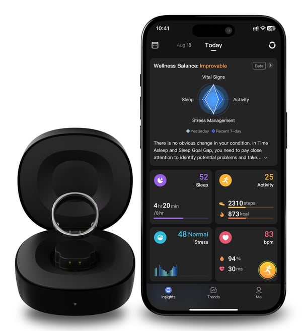RingConn Gen 2 Nej Aktivitetsmåler med smart ring IP68 Sølv