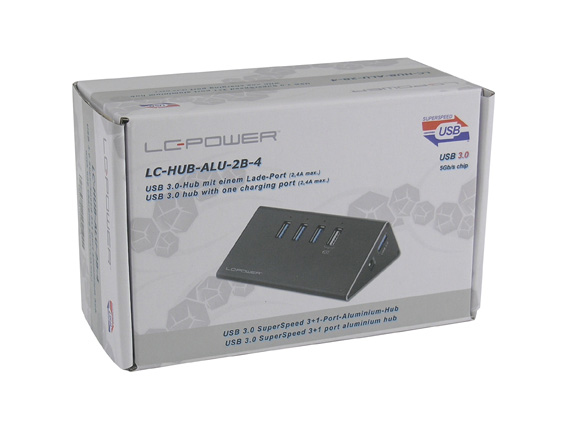 Miniatyrbild 2 av 3: LC-Power LC-HUB-ALU-2B-4 gränssnittshubbar USB 3.2 Gen 1 (3.1 Gen 1) Type-A 5000 Mbit/s Svart