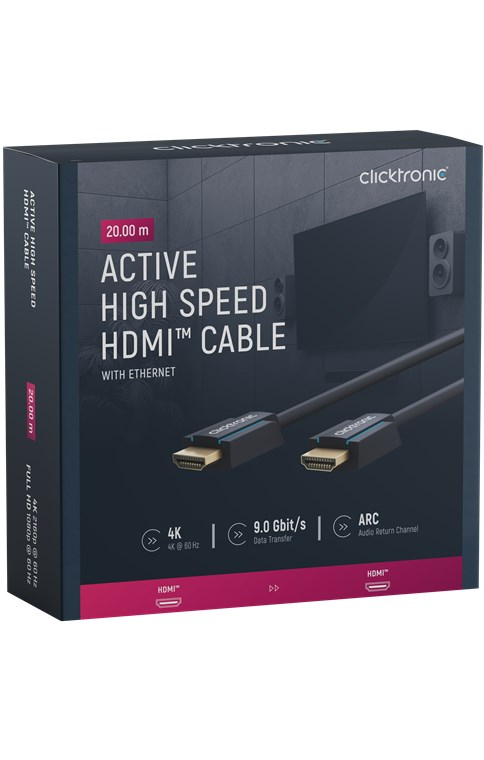 ClickTronic 39085 HDMI-kabel 20 m HDMI Typ A (standard) Svart