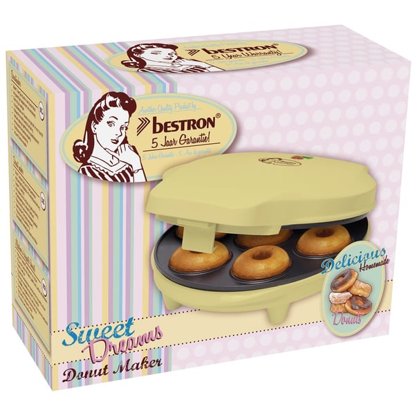Miniatyrbild 2 av 2: Bestron ADM218SD cupcake- och donut-maskin 0 bakverk 7 donuts 700 W Gul