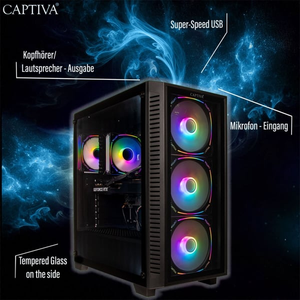 CAPTIVA 95288 persondatorer/arbetsstationer Intel® Core™ i5 i5-14600KF 32 GB DDR4-SDRAM 2 TB SSD NVIDIA GeForce RTX 5060 Ti PC Svart