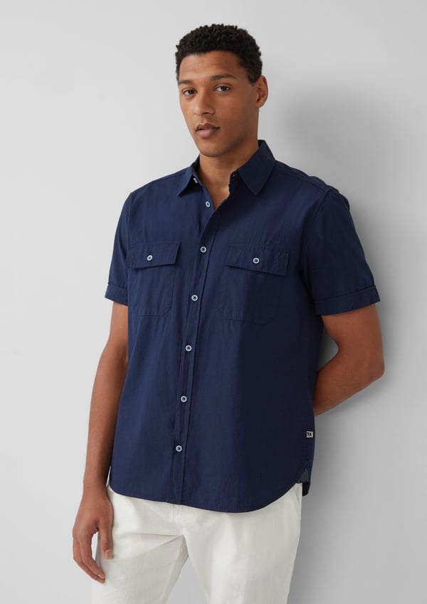 s.Oliver 2165424.5852.S skjorte & top Point collar Kort ærme Bomuld