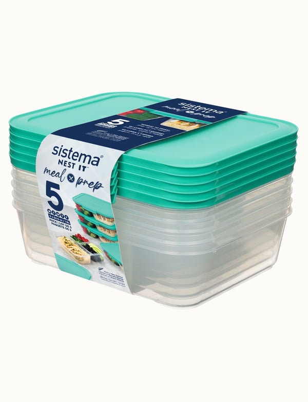 Sistema 59175 matburkar Rektangulär Container 1,9 l Turkosblå, Transparent 5 styck Sistema 59175 matburkar Rektangulär Container 1,9 l Turkosblå, Transparent 5 styck