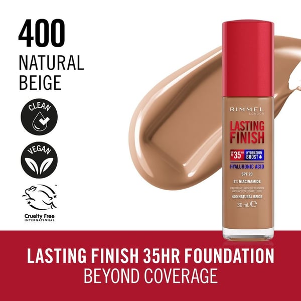 Rimmel Lasting Finish 35h 30 ml Pumpeflaske Væske 400 Natural Beige