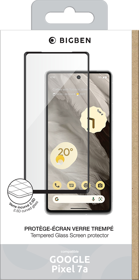 Bigben Connected PEGLASSPIXEL7A Skærm og -bagsidebeskytter til mobiltelefon Google 1 stk