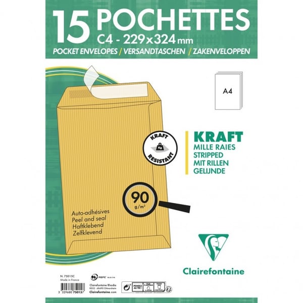 Miniatyrbild 3 av 3: Clairefontaine 75015C kuvert 1 styck