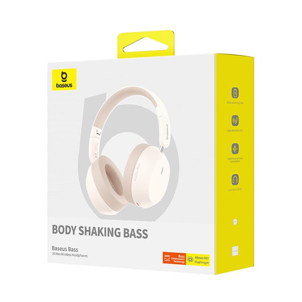 Baseus Bass 35 Max Headset Trådløs Opkald/musik USB Type-C Bluetooth Hvid