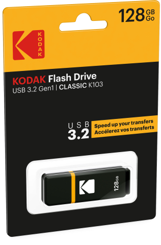 Kodak Classic K103 USB-muisti 128 GB USB A-tyyppi 3.2 Gen 1 (3.1 Gen 1) Musta, Keltainen